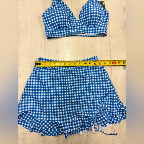 Blooming jelly High Waisted Bikini Set swimsuit Tummy Control Gingham swimwear - Picture 5 of 11